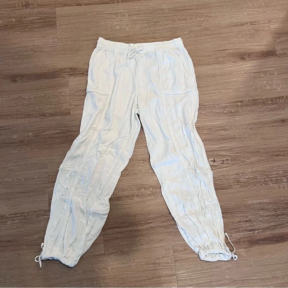 H&M Cream Textured Linen Balloon Pants